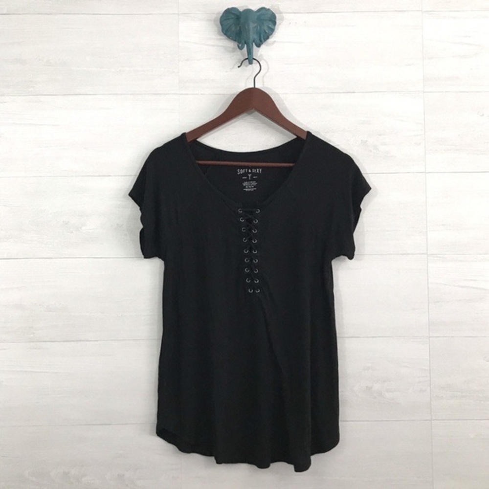 American Eagle Soft and Sexy Lace Up Tee